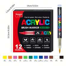 Feutres aquarelle, marqueurs à tête de brosse souple, 12 couleurs de feutres aquarelle, parfaits pour la canevas, la peinture sur roches, le bois, la pierre, le verre, la céramique, la peinture sur textile, des cadeaux faits main DIY pour la rentrée