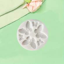 1pc Silicone Butterfly Pendant Mold, 6-Cavity Round DIY Jewelry Making Mold For Necklaces, Earrings, Keychains - Craft Accessories, Pendant Crafting|Butterfly Design| Flexible Mold, Jewelry Molds - Light Gray - View 7