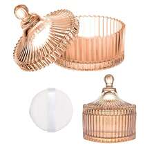 Body Powder Puff And Container, Soft Powder Puff,Glass Box For Dust Puff,Powder Puff For Body Powder,Powder Puff Wet Dry Makeup,Powder Applicator With Case For Dusting Powder - Multicolor - View 1