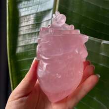 1 pièce de sculpture en forme de cœur en matériaux mixtes, sculpture en quartz rose/fluorite de plume/agate volcanique/agate mousse, parfait pour la collection de la maison et cadeau pour la Saint-Valentin et les vacances, décoration artistique parfaite pour la maison, cadeau en pour les parents