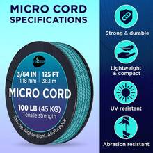 TECEUM Micro Paracord – 118 Mm X 125 Ft – Micro Utility Cord – Thin Braided Paracord Rope – Best Crafting, Projects, Fishing, Camping – Wind Chime – Survival Strong String - 綠浪 - 查看 9
