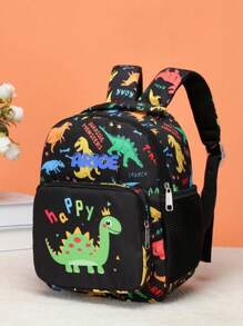 Customized Backpack And Small Shoulder Bag, Back-To-School Gift, Dinosaur-Themed, Colorful. Print Personalized Name Or Holiday Greetings. Create Your Own Backpack. This New Features A Nylon Zipper Design, Casual Versatile