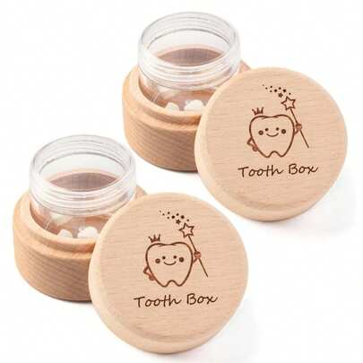 Tooth Fairy Box For Girls And Boys Wooden Cute Tooth Box With Waterproof Transparent Acrylic Bottle, Lost Teeth Storage For Kids, Dropped Teeth Keepsake Storage Holder Gift