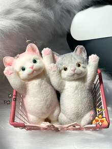 1/8个可爱硅胶仿真猫咪，粘性减压玩具，可爱小饰品，软萌捏捏乐玩具，可注入泡泡，便携旅行手指捏捏乐玩具，柔软可爱 - 彩色 - 查看 4