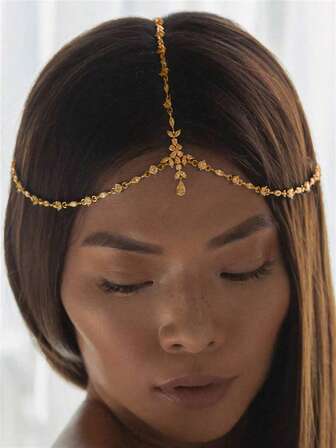 Bohemian Water Drop Pendant Head Chain, Shiny Accessory For Women Formal Dress, Hair Accessories, Head Pieces Jewelry, Wedding