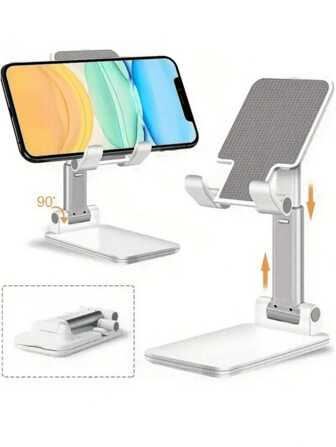 1 件手机支架、手机支架、可调节手机支架、可折叠平板电脑支架、桌面手机支架、通用支架、便携式、可折叠手机和平板电脑支架、桌面可调节手机支架、角度高度可调节手机支架、桌面手机壳支架、可调节高度和角度、稳定底座、人体工程学设计、适用于办公室、家庭、学习、视频通话、旅行