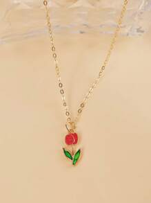 Elegant Luxury Clavicle Chain, Fashionable Fresh Tulip Romantic Floral Necklace For Women, Charming Accessories Gift, Versatile