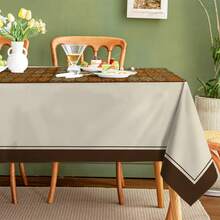 1pc/10pcs Brown Floral Tablecloth, Waterproof And Stain-Resistant, Easy To Clean, Suitable For Dinner, Picnic, Dining Table, Party, Home Decor, Rectangular, Indoor And Outdoor Use, Available In Multiple Sizes