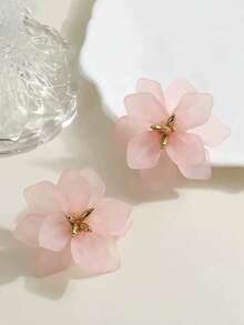 2 件时尚夸张亚克力花瓣夹式耳环花卉耳环女士，优雅休闲 - clip - 查看 15