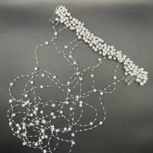 1 pièce Peigne à cheveux avec perles et strass, accessoire de cheveux de mariée minimaliste, coiffe faite main pour femmes