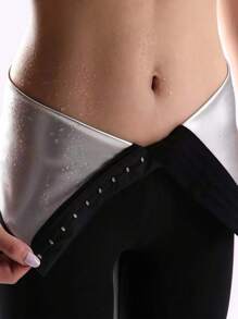 1 Short de neopreno de unicolor para sauna, conjunto de mujer, leggings de ejercicio con control de calor y cintura alta, dispositivo de compresión y modelado, cinturón de control del muslo y abdomen, adecuado para entrenamiento, deportes en casa y caminata