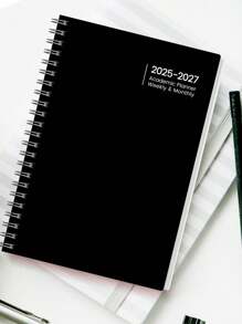 1 Stück Wochen- und Monatsplaner in Spiralbindung für die Zeitspanne Juli 2025 - Juni 2027 (Schwarz, Pink, Grün) für Produktivität, zur Aufzeichnung von Privatem, Arbeit und Schule, passend für die Semesteranfang
