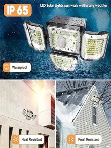278 LED Solar Smart Light With 4 Adjustable Heads, Featuring 3 Lighting Modes And Rating, Suitable For Home Gardens And Outdoor Security Lighting.