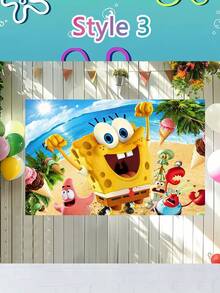 1pc SpongeBob Theme Cartoon Wall Sticker, PVC Waterproof Sticker, Self-Adhesive Glass Door Bedroom Wall Sticker, Super Thick Cartoon Sticker, Creative Decorative Wall Sticker Suitable For Bedrooms, Living Rooms, Study Rooms, Weddings, Dining Rooms, Studies, Graduation Season, Birthday Parties, Mother's Day, And Easter Parties - Multicolor - View 6