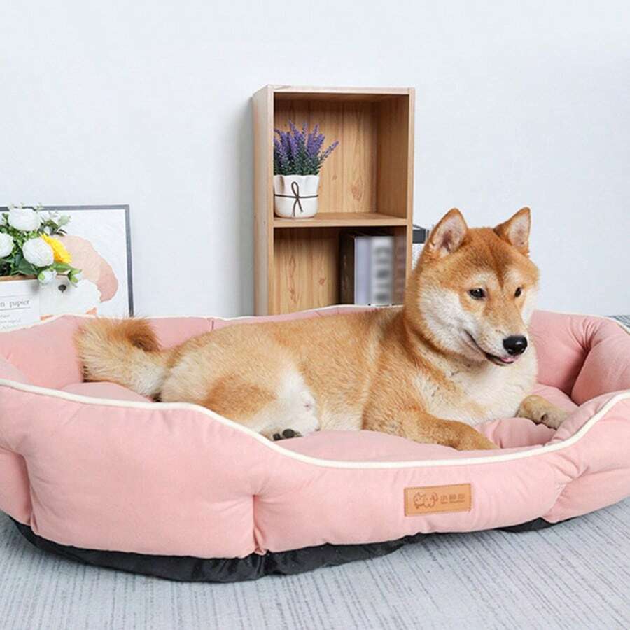 1 pezzo Cuccia ovale per cani, nido per animali domestici, universale per tutte le stagioni, tappetino antiscivolo per cani di media taglia/gatti, comoda in estate negli ambienti climatizzati, calda in inverno - Rosa - Visualizzare 1
