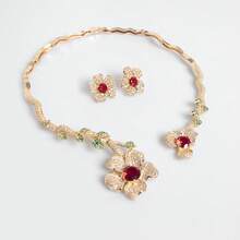 Conjunto de Joias de Moda Feminina 1 set/3 peças, em forma de flor, brincos e colar femininos | Conjunto combinável, adequado para férias femininas | Festa | Presente - Conjunto de joias - Ver 8
