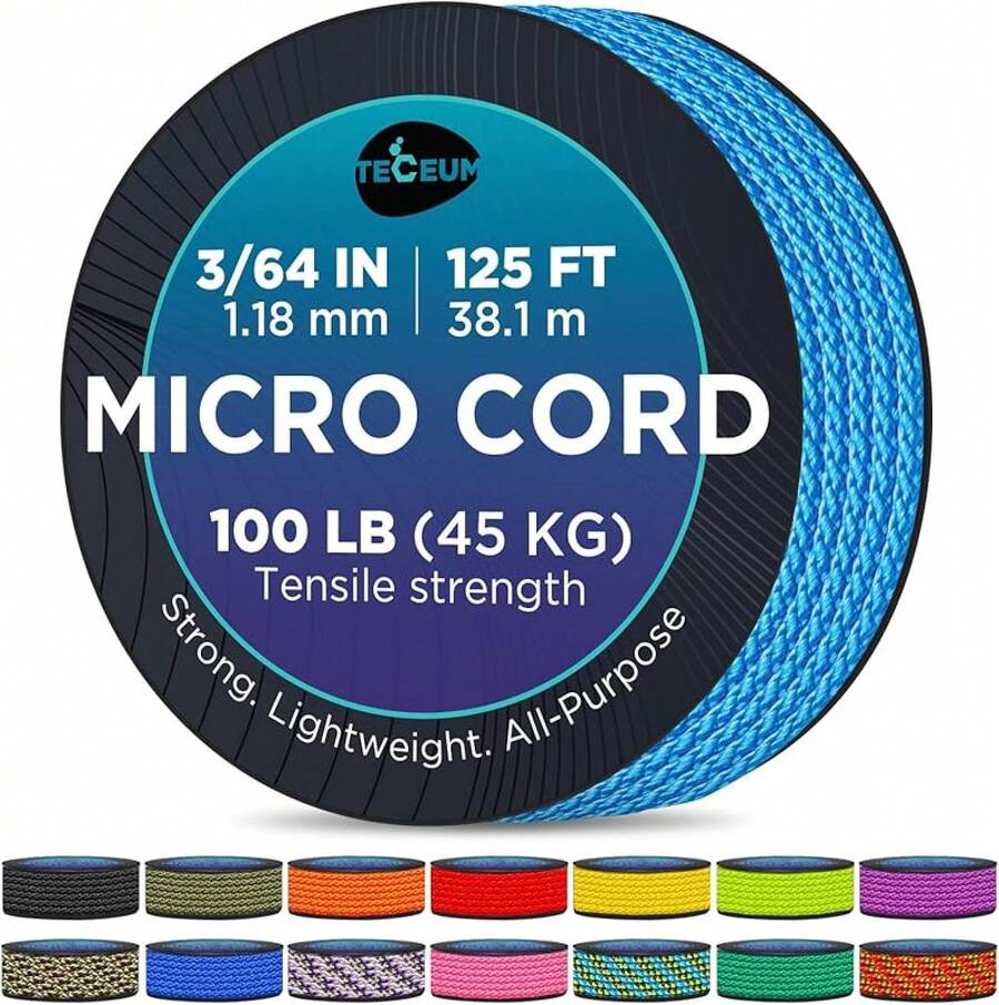TECEUM Micro Paracord – 118 Mm X 125 Ft – Micro Utility Cord – Thin Braided Paracord Rope – Best Crafting, Projects, Fishing, Camping – Wind Chime – Survival Strong String - 冰薄荷 - 查看 1