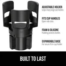 GRIP Car Cup Holder Expander, Keeps Large Drink Cups Secure, Expander Fits, HydroFlask, 18 To 48oz, Stocking Stuffer, Giving, Adjustable Arms And Base, Black - 譚 - 查看 11