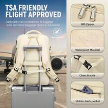 Ryanair-Approved 40x20x25 Expandable Under-Seat Backpack, Waterproof Cabin Bag With USB Charging Port. Unisex For Men And Women - Beige - View 6