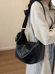 新款时尚女士休闲手提包，带零钱包，别致大容量单肩斜挎包，柔软 PU 皮革，百搭通勤风格