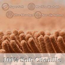 Bathroom Rugs Sets 3 Piece, Extra Soft And Absorbent Chenille Bath Mats And U-Shaped Contour Toilet Rug, Quick Dry, Home Decor Accessories, Bath Mat Set For Bathroom, Tub, Shower, Champagne - Champagne - View 8