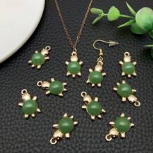 5/10/15 14x22mm Liga incrustada Imitação de Jade Tartaruga Acessórios para Artesanato de Joias DIY, Para Colar Pulseira Brincos Artesanato Kits para Fazer Joias