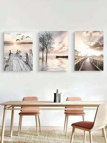 3 幅自然风景海报现代摄影图片帆布印刷家居装饰创意礼物卧室酒店客厅办公室咖啡厅商店墙壁装饰波西米亚风格墙壁艺术画无框帆布画 - 彩色 - 查看 5