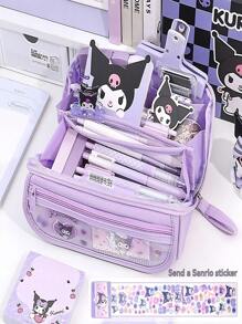 Sanrio 1pc [Authorized] Sanrio Pencil Case, Kuromi Series Large Capacity Stationery Bag, Men's And Women's Pencil Cases Come With Stickers, Perfect As A Back To School Gift,Pencil Pouch,School Bag