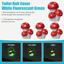 Glow-In-The-Dark Mushroom Toilet Bolt Covers, 4-Pack Decorative Caps, White Fluorescent Blue/Green, Fits Standard Toilet Screws - White - View 8