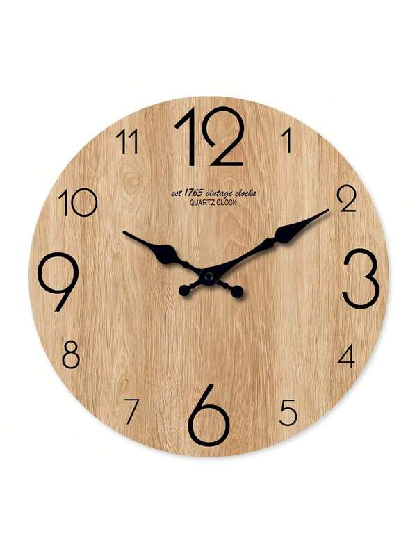 1 pieza Reloj de pared de madera falsa de estilo minimalista de 10-16 pulgadas - Funciona con batería, redondo, silencioso sin tictac, adecuado para sala de estar, dormitorio, espacios estéticos, cocina, decoración del hogar, regalo de Navidad/vacaciones (sin batería incluida)