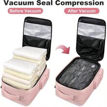 Vacuum Backpack Expandable Vacuum Seal Carry On Backpack With Rain Cover 17'' Laptop Comprion Backpacks Travel With Shoe Compartment TSA Appd Personal Item Comprion Back Pack Pink-0029 - 如圖 - 查看 2