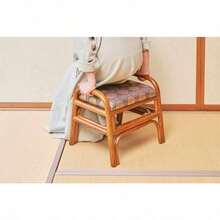 大竹産業 仏前椅子 籐ラタンチェア 紺金襴ブラウン 43x38cm スタッキング 法事 座敷用 OT14JP - ネイビーブルーとゴールドブロケードブラウン - チェックする 5