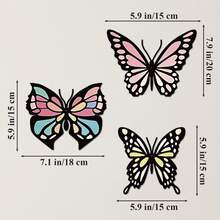 3 piezas de arte de pared de metal con mariposas, estilo campestre con mariposas de hierro de colores, para decoración de pared de jardín al aire libre, valla interior/exterior, decoración de habitación infantil, decoración festiva