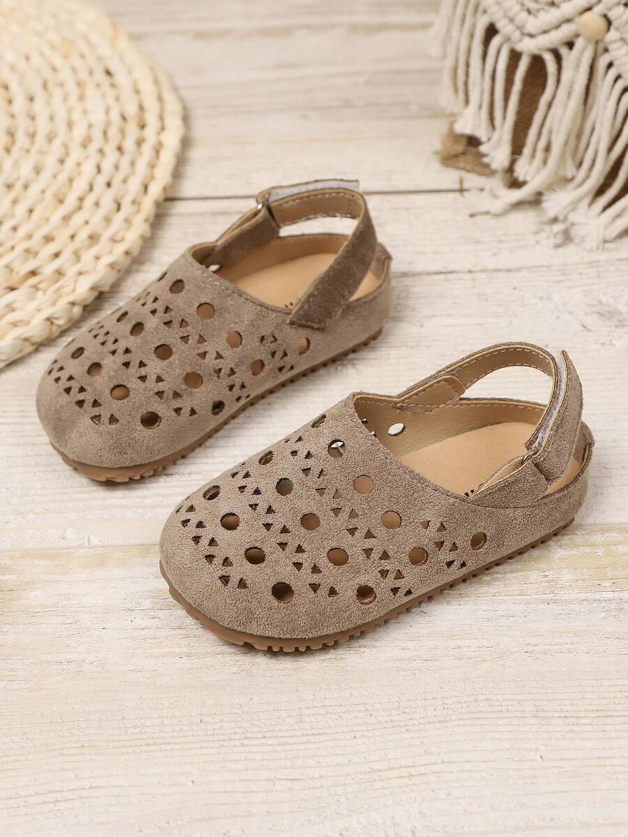 1 đôi dép xăng đan đế bằng mềm mại, thoáng khí, chống trượt, dành cho trẻ em, kiểu dáng tối giản, thích hợp cho mùa hè. - Xám - Xem 1