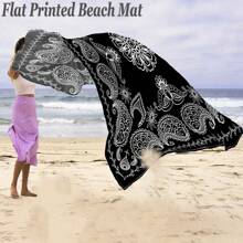 1pc Lightweight Portable Paisley Printed Beach Mat, Single-Sided High-Definition Printing, Fade-Resistant, High-Strength Coated Fabric, Wrinkle-Resistant, Easy To Clean, Anti-Tear, Comes With 4 Fixed Pegs, Windproof And Reinforced, Large Size Suitable For 2-8 People, Personalized Outdoor Gear, For Outdoor Leisure, Camping, Picnic, Temporary Ground Mat