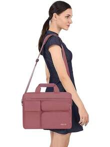 MOSISO Bolsa Mensajero de Hombro Compatible con 15 M4 M3 M2 2025-2023/Pro16 2025-2019,15-15.6 pulgadas Portátil con 2 Elevados&1 Solapa&1 Bolsillo Horizontal&Asa&Cinturón, Negro EHRO - rosa - Ver 8
