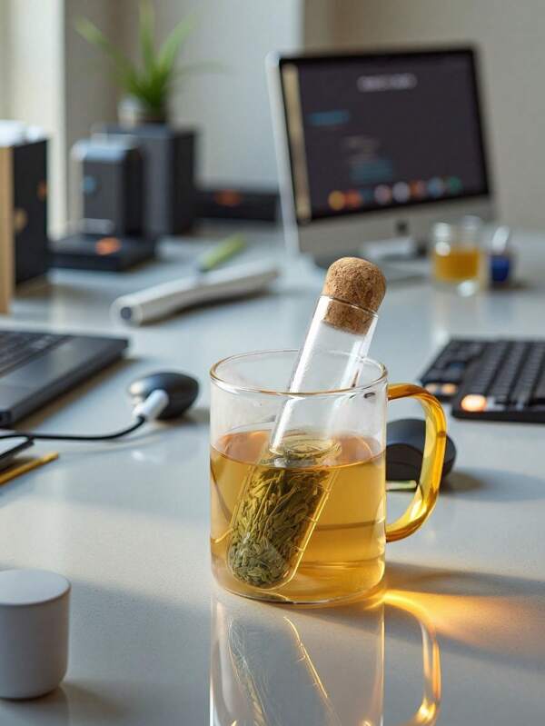 1 pieza Colador de té de vidrio borosilicato de alta calidad, creativo fabricante de té de tubo de ensayo para el hogar, la oficina, viajes, taza de té, para separar el té y filtrar las hojas de té, de vuelta a la escuela