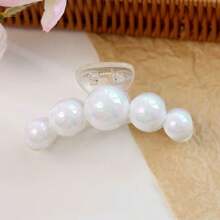 时尚大珍珠简约优雅亚克力发夹发饰，适合发髻、刘海，适合派对、通勤、服装搭配时尚发饰优雅发夹女爪夹秋冬度假装女士