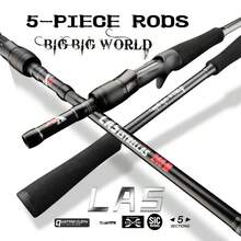 BIGBIGWORLD LAS Estrellas Caña de pescar de viaje para spinning y casting de carbono, guía KL, EVA negro, sección corta para fácil portabilidad, ultralligera, de 4/5 secciones, 1.98m 2.1m/2.28m 2.4m 2.58m - Negro - Ver 1