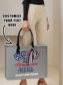 Una Bolsa de Tela Personalizada con Texto Impreso para el Día de la Independencia - Adecuada para Bolsos de Hombre y Mujer, Bolsas de Regalo para Mujeres, Bolsas de Playa, Bolsas de Compra de Gran Capacidad - Multicolor - Ver 7