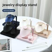 1pc PU Leather Jewelry Display Stand, Compartmentalized Storage For Necklaces, Earrings, Rings, Bracelets, Minimalist Jewelry Organizer Tray With Multiple Compartments And Ring & Earring Display Stations, Countertop Retail Showcase For Home, Boutique, Market Stalls, Professional Visual Merchandising, Travel-Friendly Portable Jewelry Case, Gift-Ready Presentation For Christmas, Cyber Monday, Holiday Parties, Wedding Favors, Anniversary, Everyday Dressing, Space-Saving Design, Room Decor - Brushed Jewelry Stand - View 4