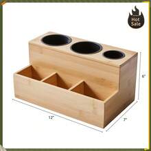 Bucket Tool Organizer, Khaki,Bamboo Hair Tools Organizer