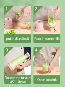 新款便携式榨汁杯，适合家庭和学生宿舍使用，容量380毫升，电动搅拌器，可制作奶昔和冰沙，一次充电可使用8-15次。 - 彩色 - 查看 9