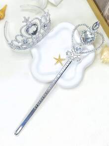 一套公主皇冠和魔法棒服装配饰，珠宝玩具礼品套装，头箍头饰 - 彩色 - 查看 27