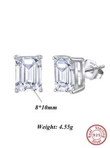 1 Paar luxuriöse 925er Sterlingsilber Ohrstecker mit funkelndem quadratisch geschliffenen Zirkonia, eleganter Schmuck für Frauen, ideal für besondere Anlässe, Geburtstage, Jahrestage und romantische Geschenke, perfekt, um jedem Outfit eine Note von Raffinesse zu verleihen, gefertigt mit zeitloser Schönheit und Haltbarkeit, ein vielseitiges Accessoire, das sowohl zu lässigen als auch formellen Looks passt, ein atemberaubendes Geschenk für sie, das jede Feier und jeden Moment noch unvergesslicher macht.