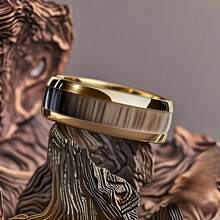 1 Piece Of Women's 8mm Bohemian Style Stainless Steel Wedding Engagement Ring With Red Garnet Pattern Inlay, Comfortable Fit, Fashionable And Versatile, Suitable For Parties, Weddings, Anniversary Jewelry - Brown - View 22