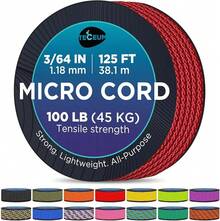 TECEUM Micro Paracord – 118 Mm X 125 Ft – Micro Utility Cord – Thin Braided Paracord Rope – Best Crafting, Projects, Fishing, Camping – Wind Chime – Survival Strong String - 紅色 - 查看 1