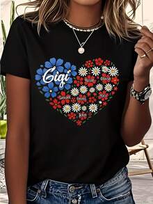Camisetas personalizadas para la abuela, camiseta del 4 de julio para la abuela, camiseta personalizada para mamá con nombres de los hijos, camiseta patriótica de la Independencia - Negro - Ver 1
