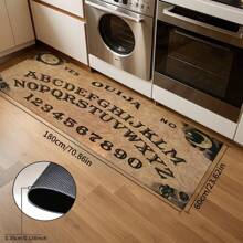 1 pieza Alfombra de entrada con estampado de calavera, alfombra de área artística negra para sala de estar, baño, cocina, entrada, balcón, decoración del hogar, absorbe la suciedad, cafetería, bar, vacaciones, fiesta, dormitorio, baño, decoración de cocina