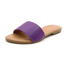 Women's Slide Sandals Fashion Open Toe With Cushioned Footbed Slippers For Beach HONEY-1 - Purple - View 5
